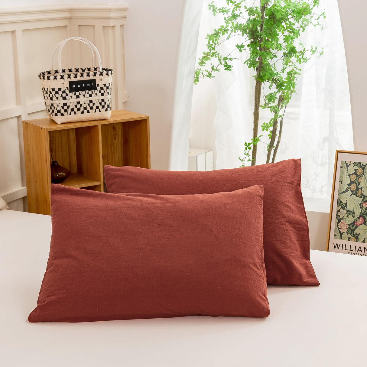 Duvet Cover King Size - Linen Feel Textured Organic Natural 100% Washed Cotton