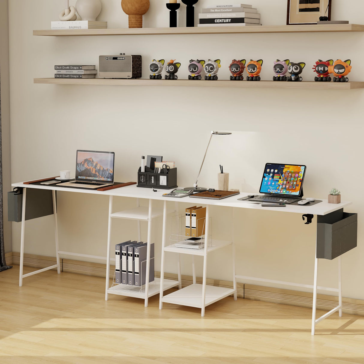 Home Office Desk, 45 inch White Computer Desk, Bureau de Travail, Study Gaming Desk