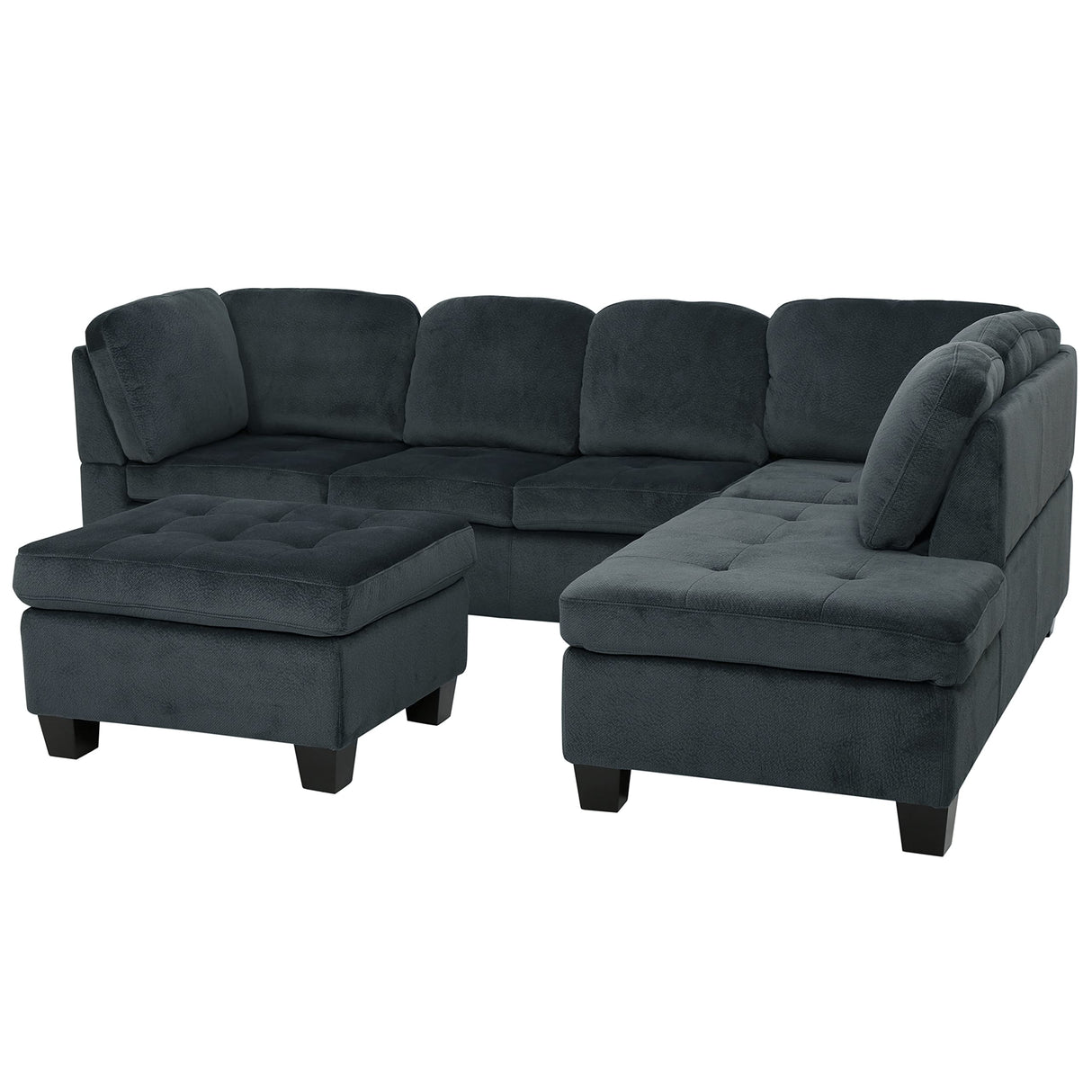 Canterbury Fabric Sectional Set, Charcoal