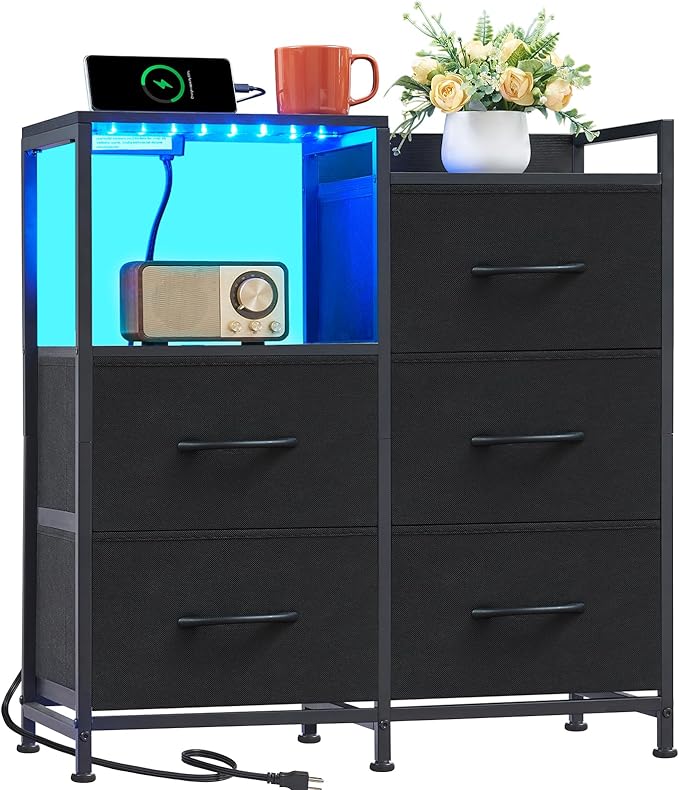 Bedroom with Charging Station and LED Light