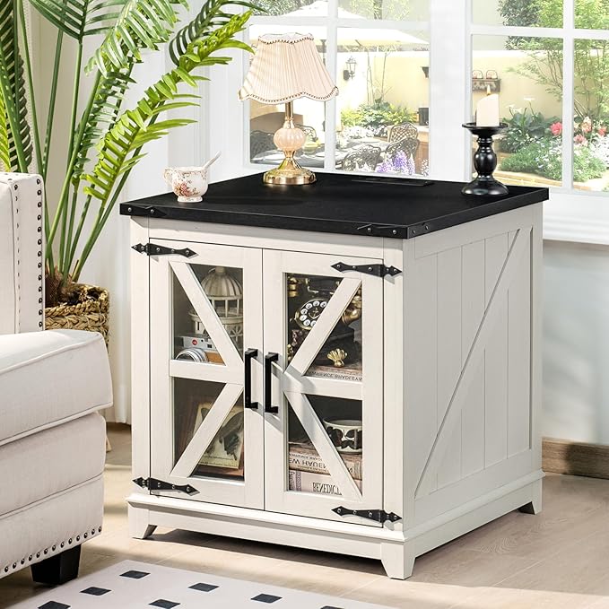 Farmhouse End Table,24" Large Sofa Side Table