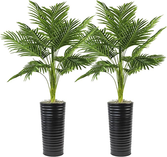 Artificial Palm Tree in Black Metal Pot – Natural