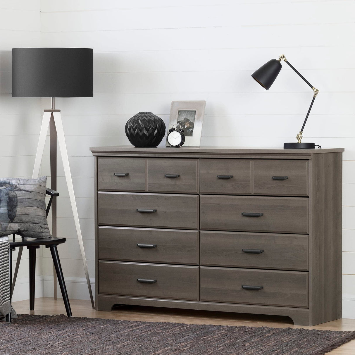 Versa 8-Drawer Double Dresser Gray Maple