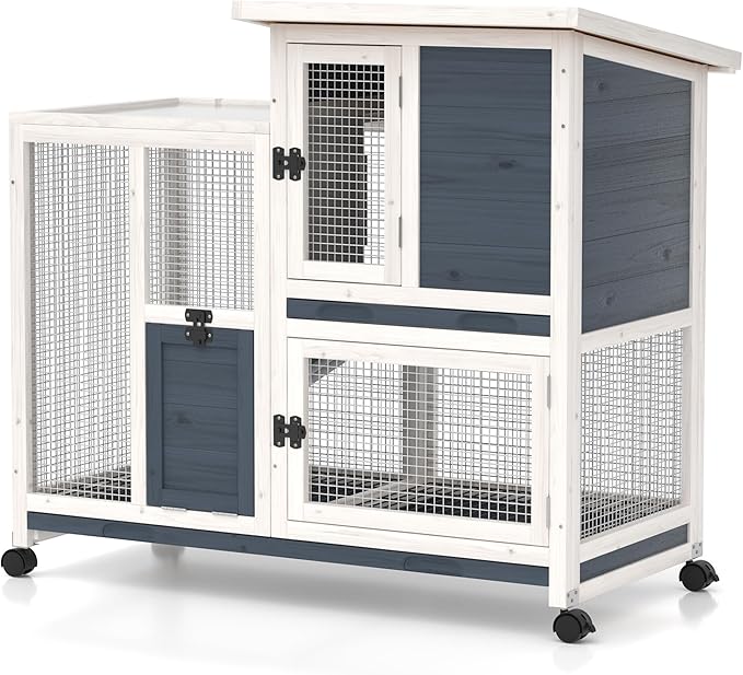 Rabbit Hutch Indoor Bunny Cage Outdoor Wooden Guinea Pig House