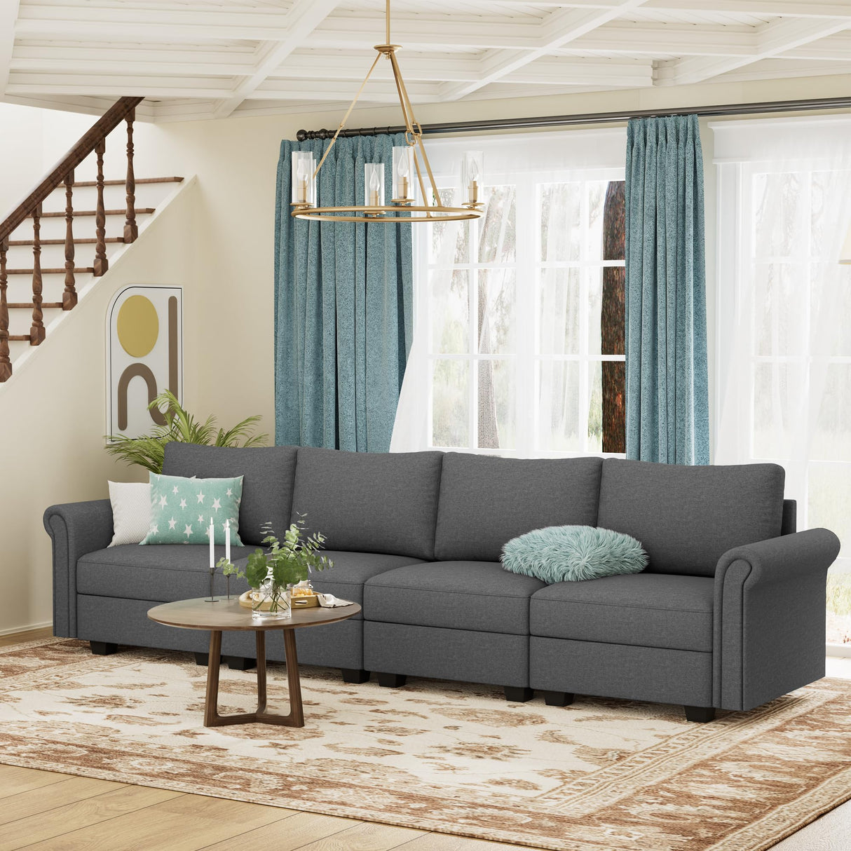 Modular Sectional Sofa Couch with Storage Space Underneath