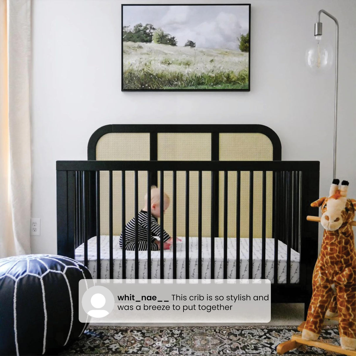 Theo 6-in-1 Convertible Crib - Greenguard Gold Certified, Black/Textured Almond