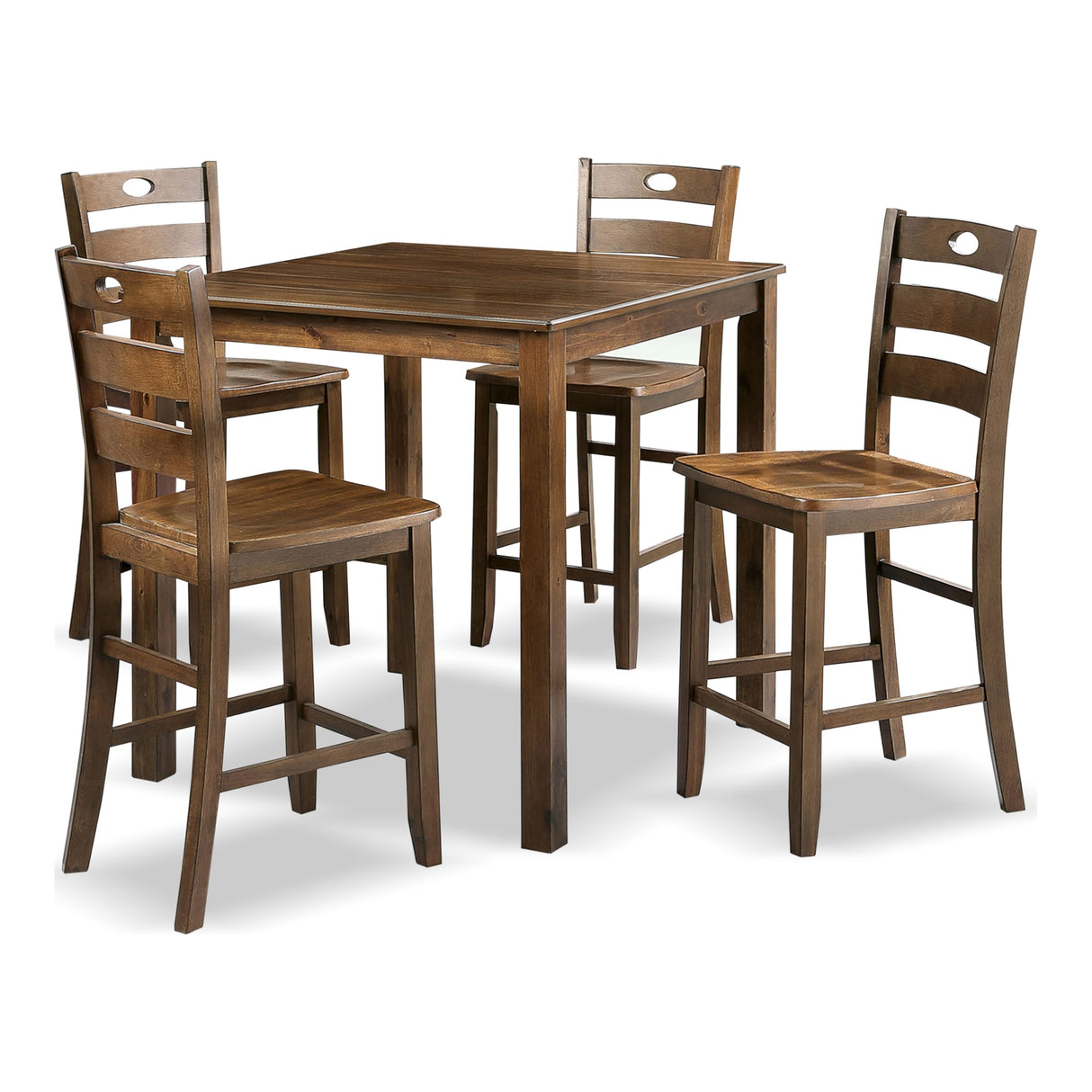 America Bravo Wood 5-Piece Counter Height Dining Room Set, Square Table
