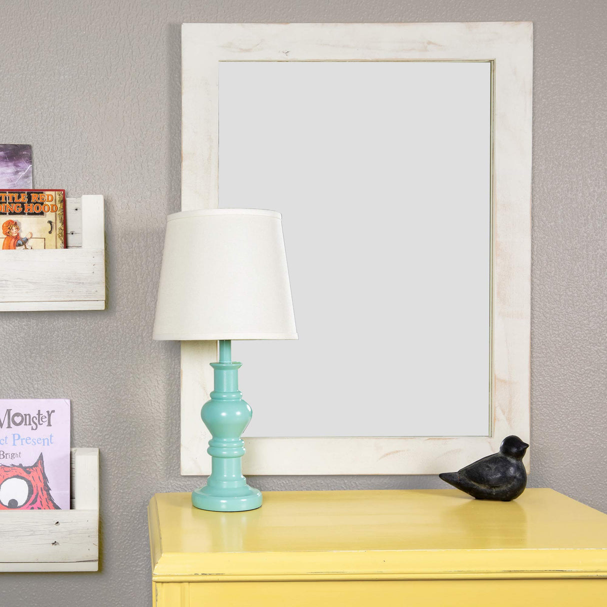 Farmhouse Bathroom Vanity Mirror, Whitewash