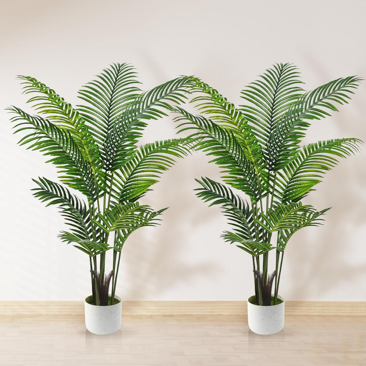 Artificial Palm Tree 4FT, Suntee Fake Tree with White Tall Planter 2 Pack