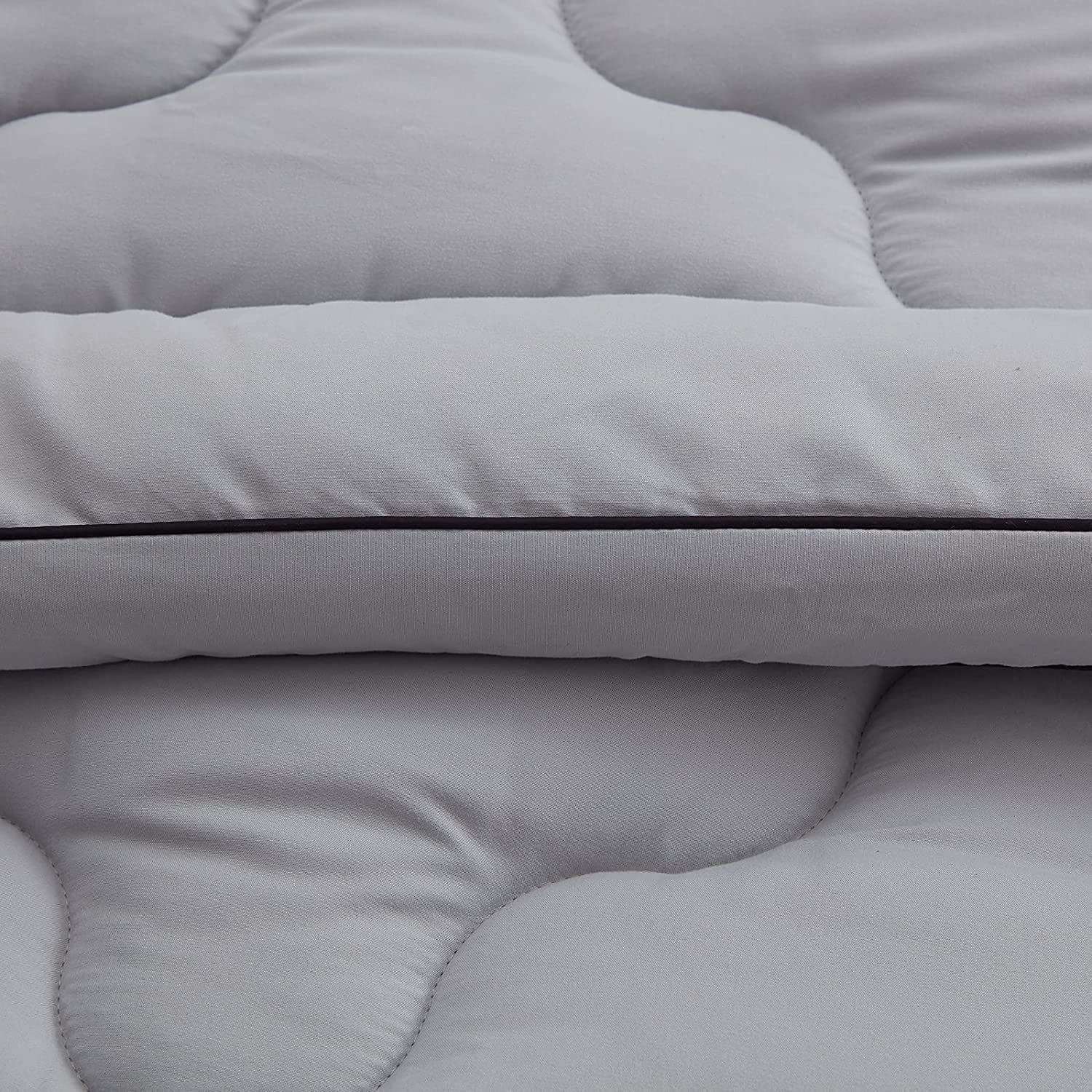 NexHome Comforter Duvet Insert - Quilted Comforters Queen Size, All Season Duvet, Down Alternative Bedding Comforter with Corner Tabs (Light Grey,Queen 88"x88")