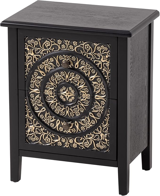 Fully-Assembled Flower Motif Dresser, Set of 2 Nightstand