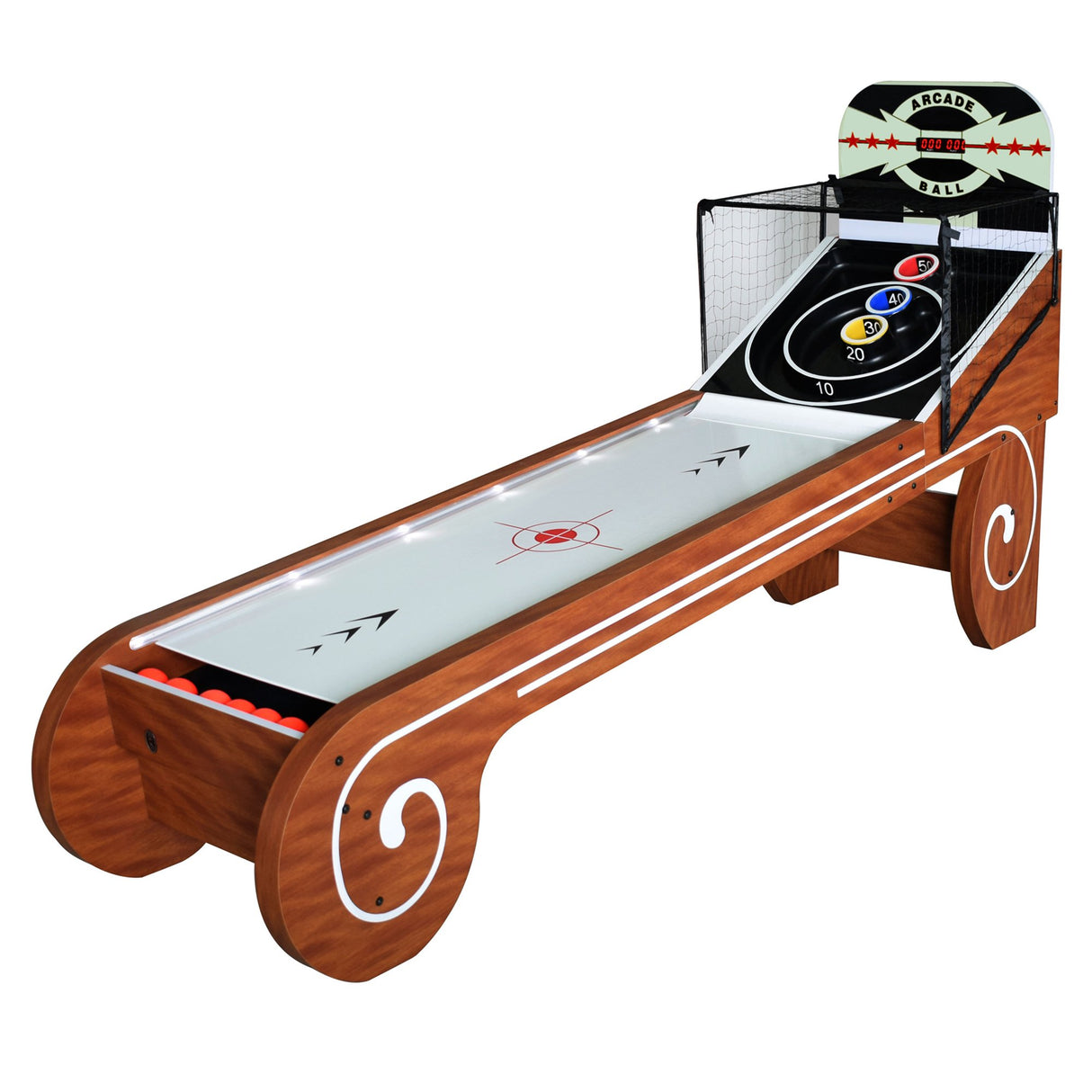 Boardwalk 8-ft Arcade Ball Table for Family Game Rooms with LED Track Lighting