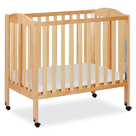 3 in 1 Portable Folding Stationary Side Crib in White, Greenguard Gold Certified, Safety Wheel with Locking Casters, Convertible, 3 Mattress Heights