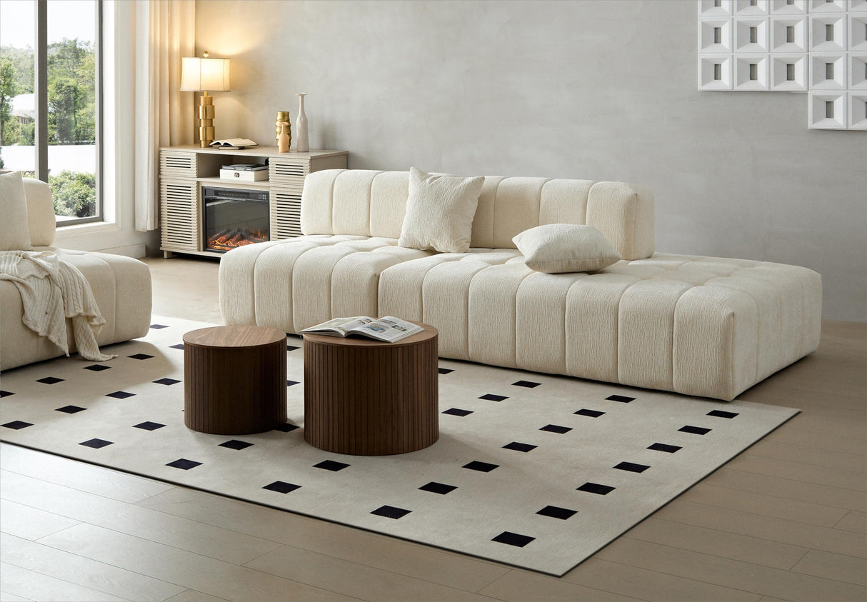 Nesting Coffee Table Set of 2,Modern Round Wooden Coffee Tables