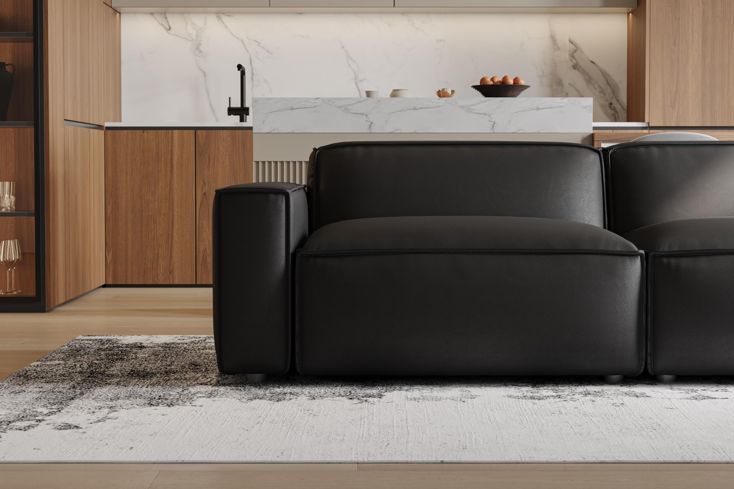 Nathan Napa Leather Couch - 3 Seats with Right Chaise Sectional