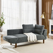 Convertible Futon Sofa Bed, Comfy Padded Loveseat Sleeper Sofa with Adjustable Armrest & Solid Wood Legs,