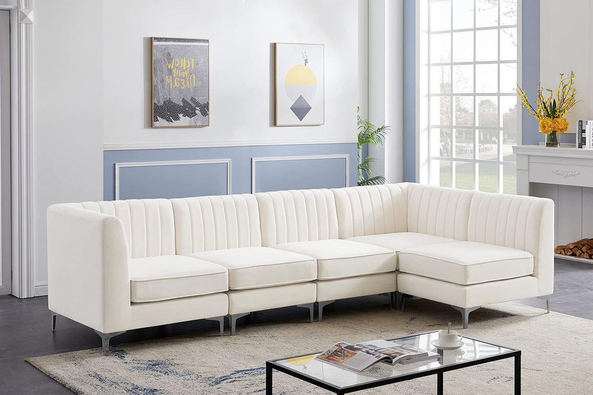 Contemporary Velvet Upholstered Modular Sectional