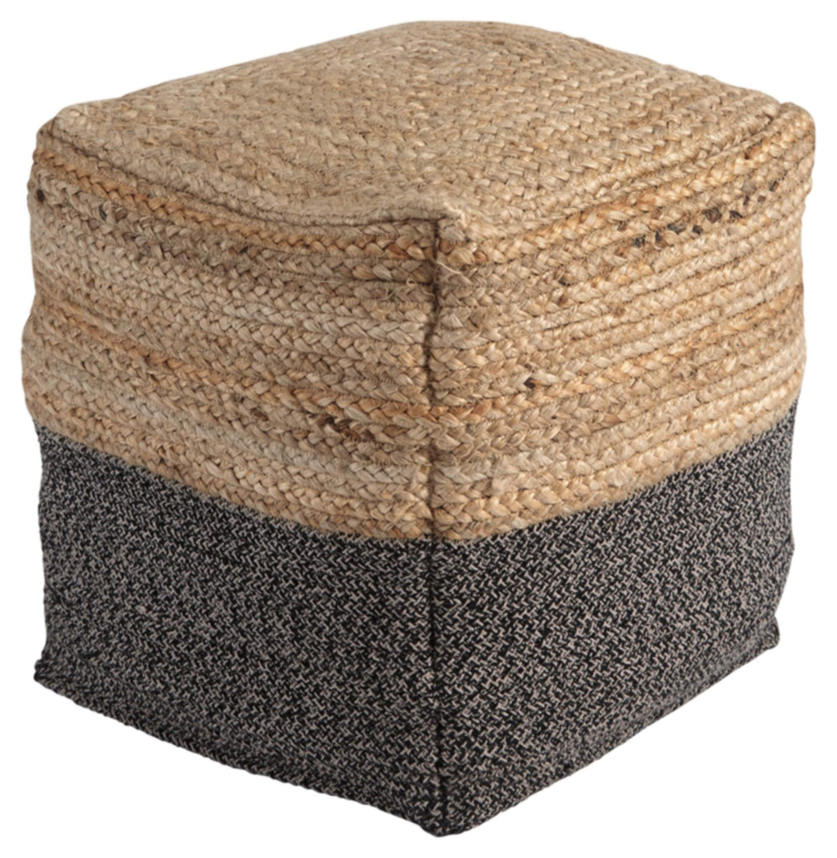 Sweed Valley Jute, Cotton & Farmhouse Poufs (19 x 19 Inches & 17.5 x 20.25 Inches)