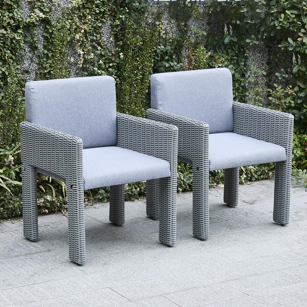 Patio Dining Chair Set of 6, Wicker Patio Dining Chairs with Armrest