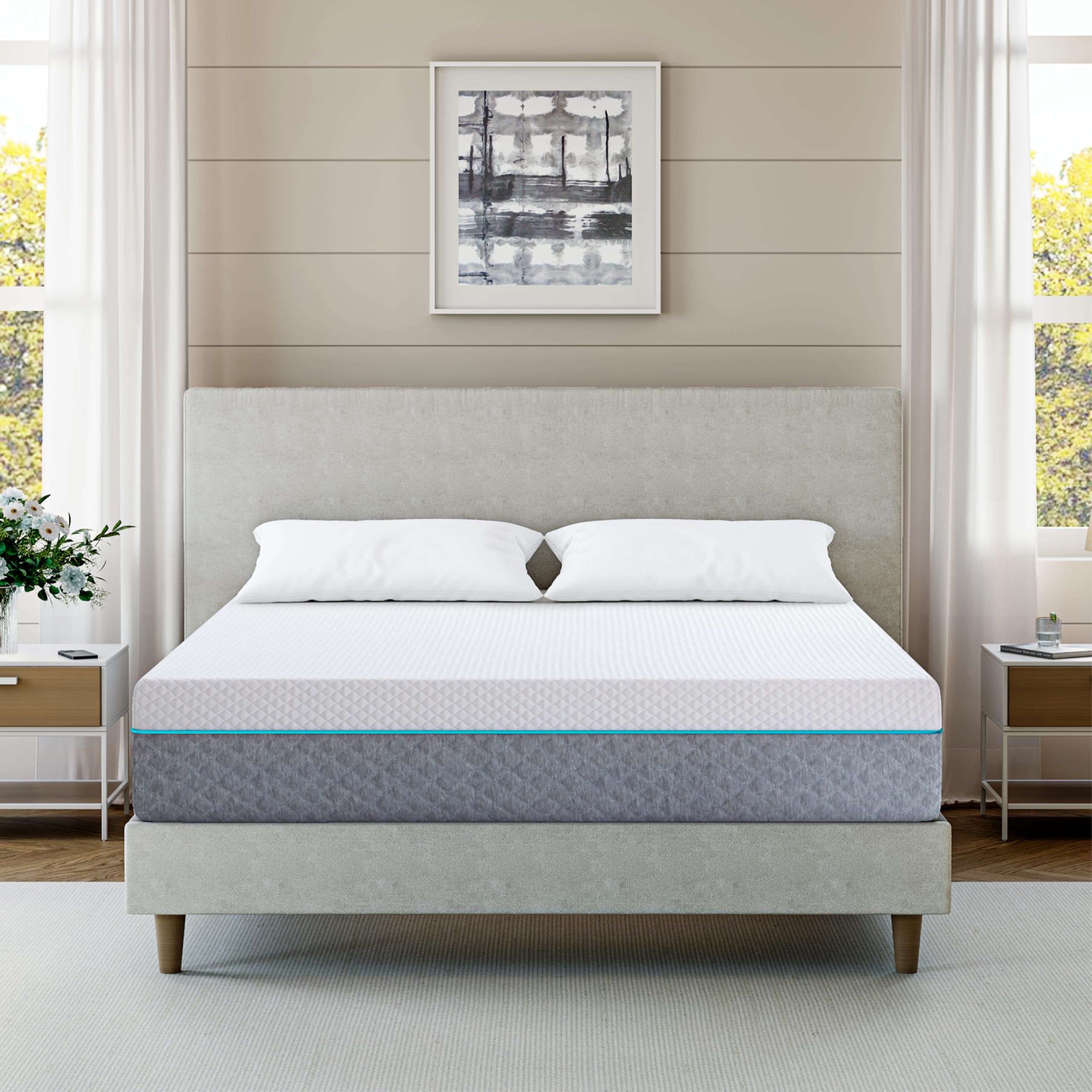 Queen Mattress 14 Inch, Charcoal Gel Memory Foam Mattress Bed in a Box