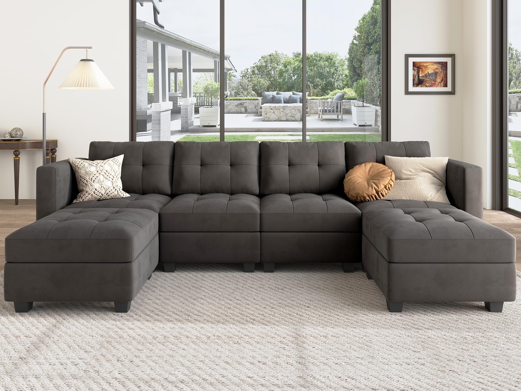Modular Sectional Sofa with Storage Velvet U Shaped Couch