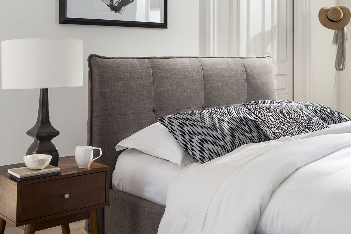 Modus Furniture Solid Wood Upholstered Platform Bed, King, Adona - Dolphin Linen