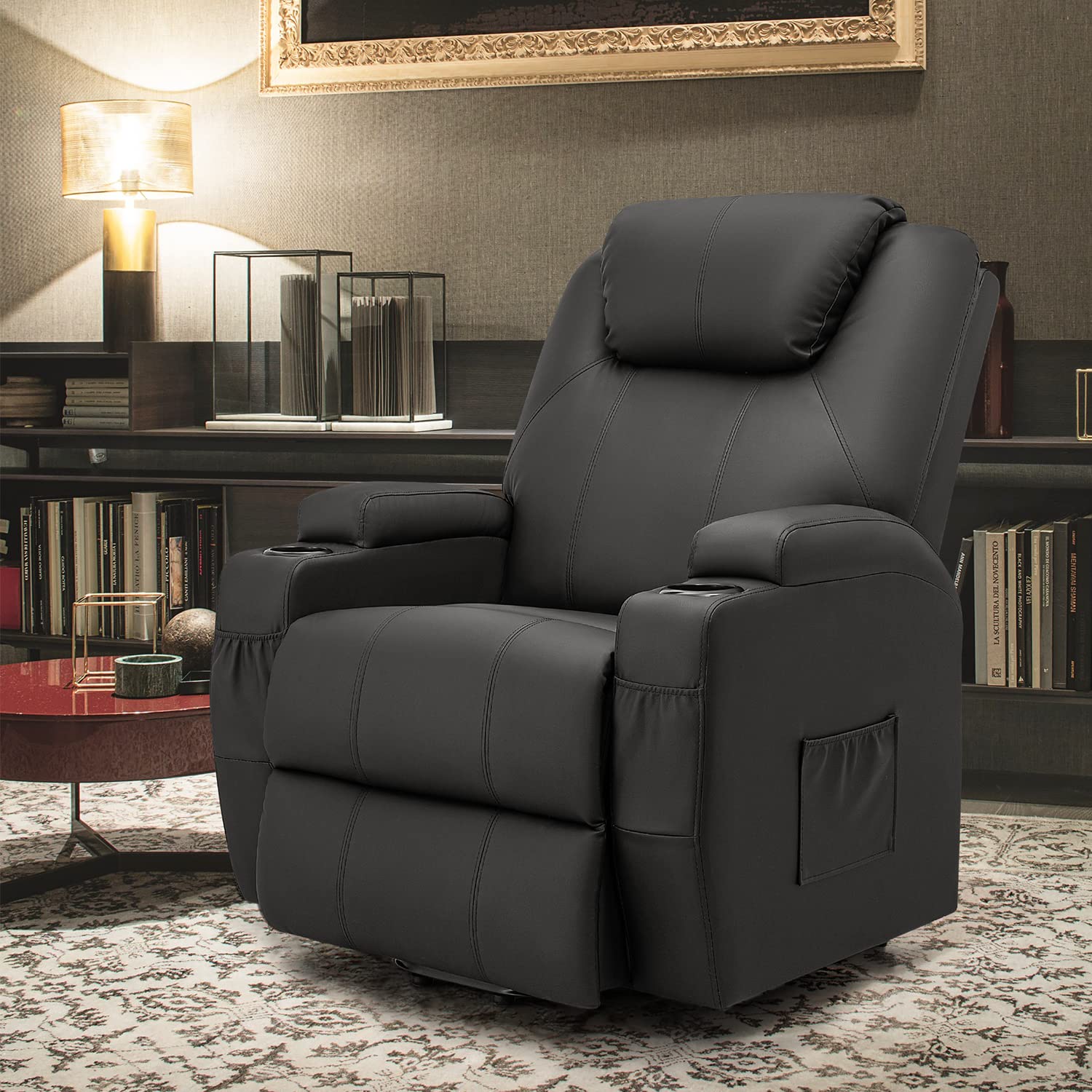 Power Lift Recliner Chair with Massage and Heating Functions, PU Leather Sofa