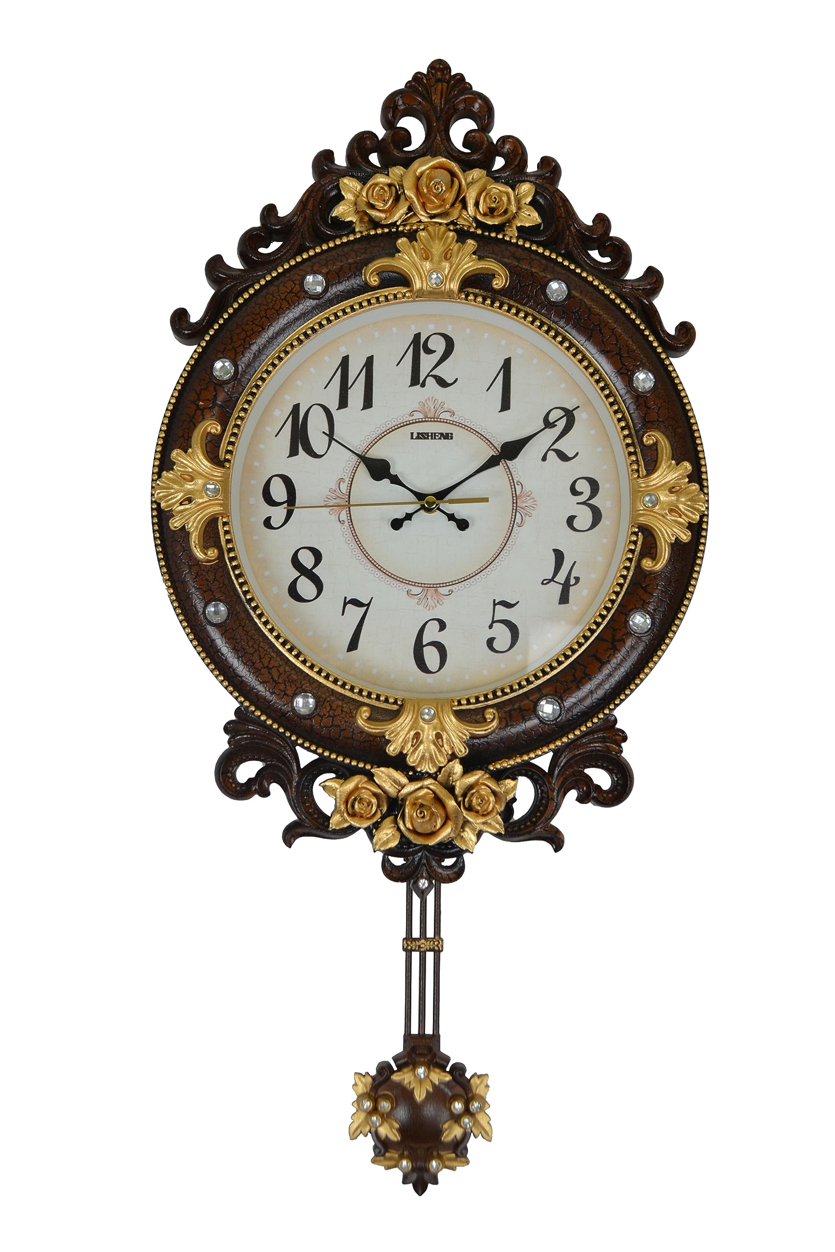 Brown and Gold Pendulum Wall Clock