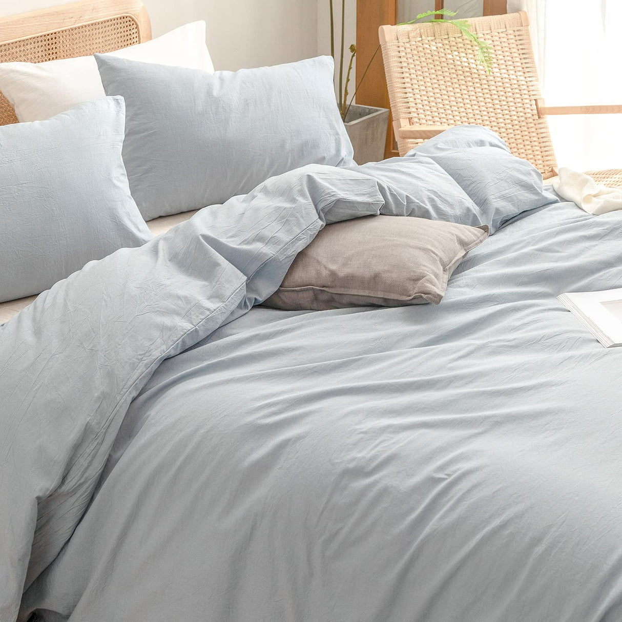 Duvet Cover Set 100% Washed Cotton Linen Feel Super Soft Comfortable Chic