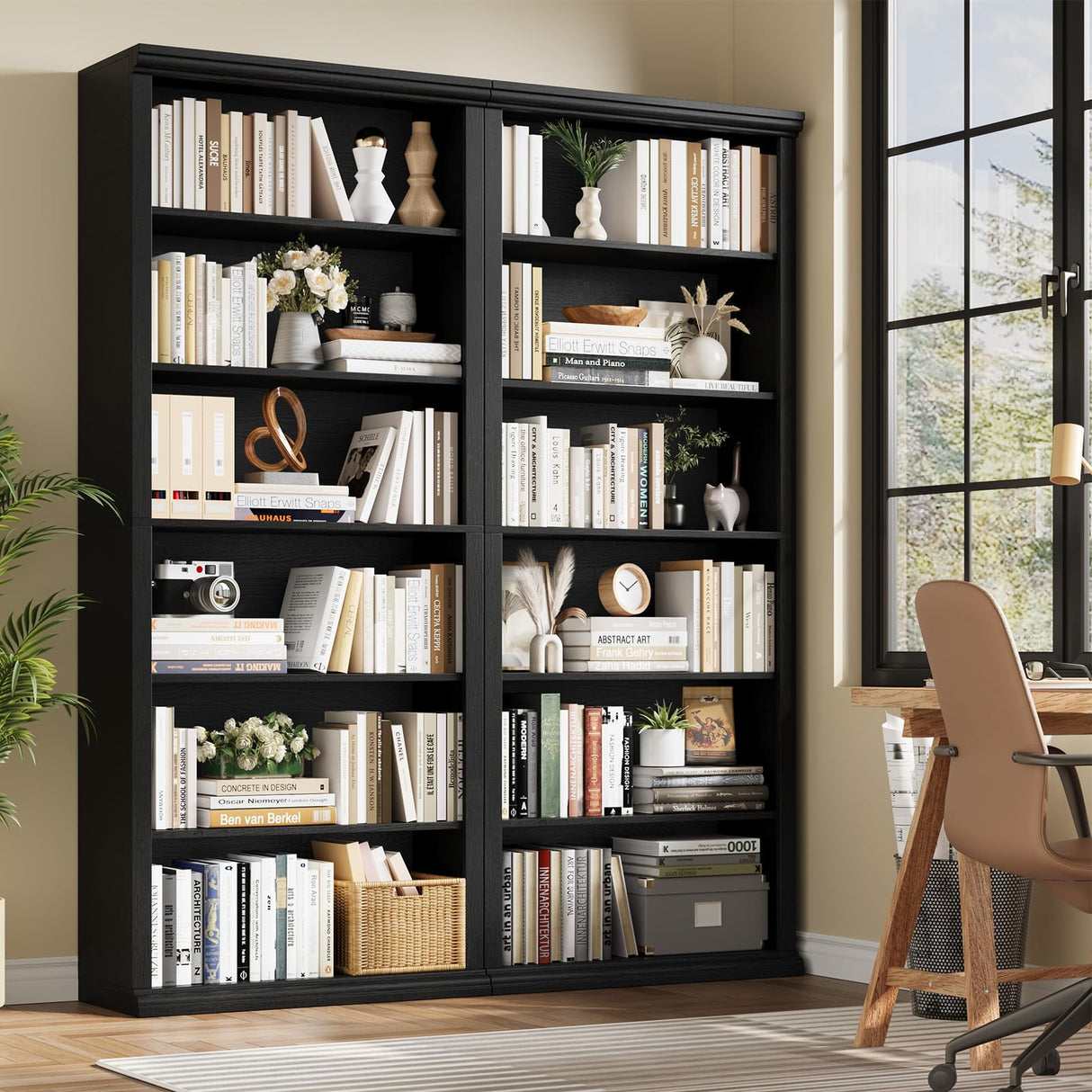 Bookcase and Bookshelves, 28" W Tall Bookshelf with Elegant Design