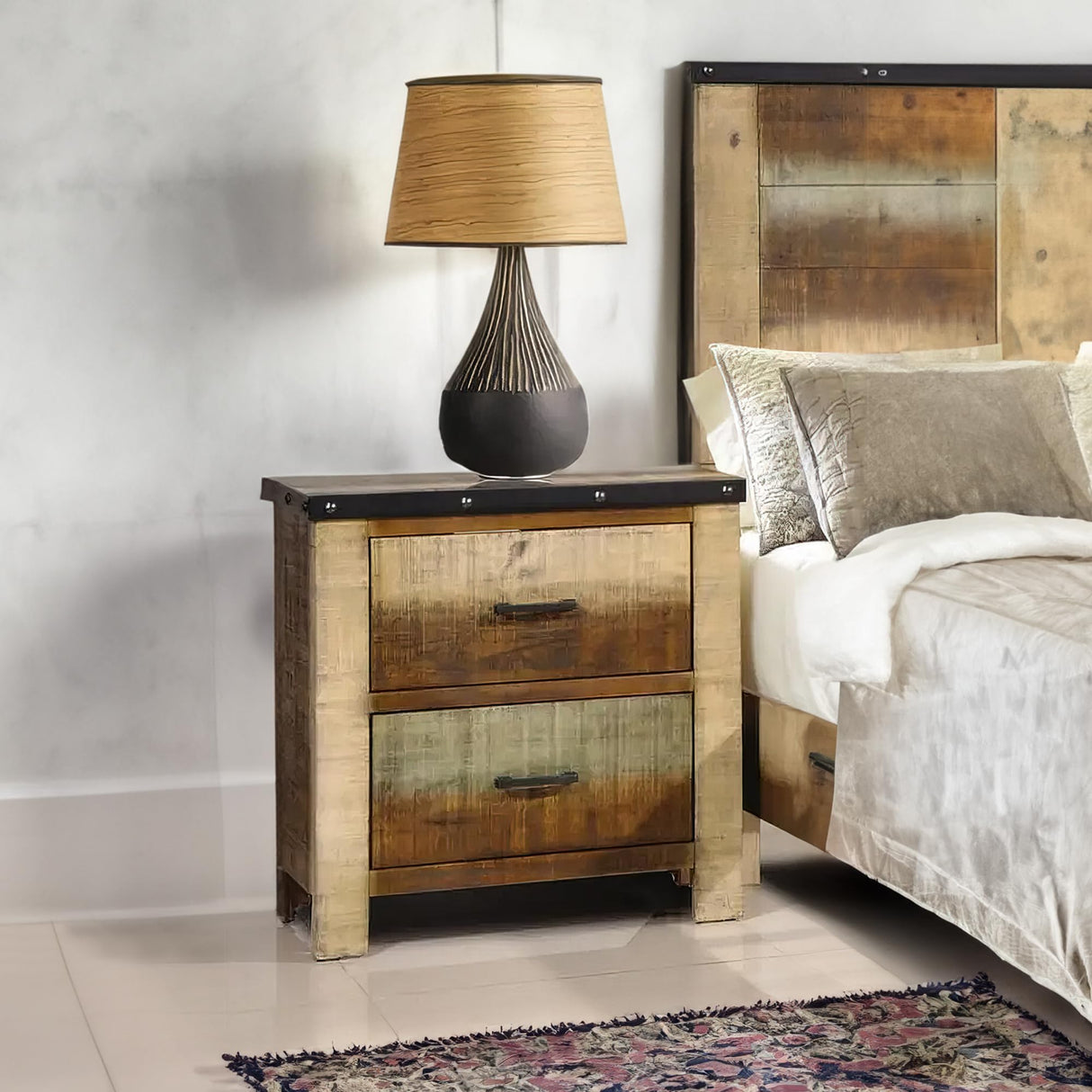 Nightstand with Drawers, Brown