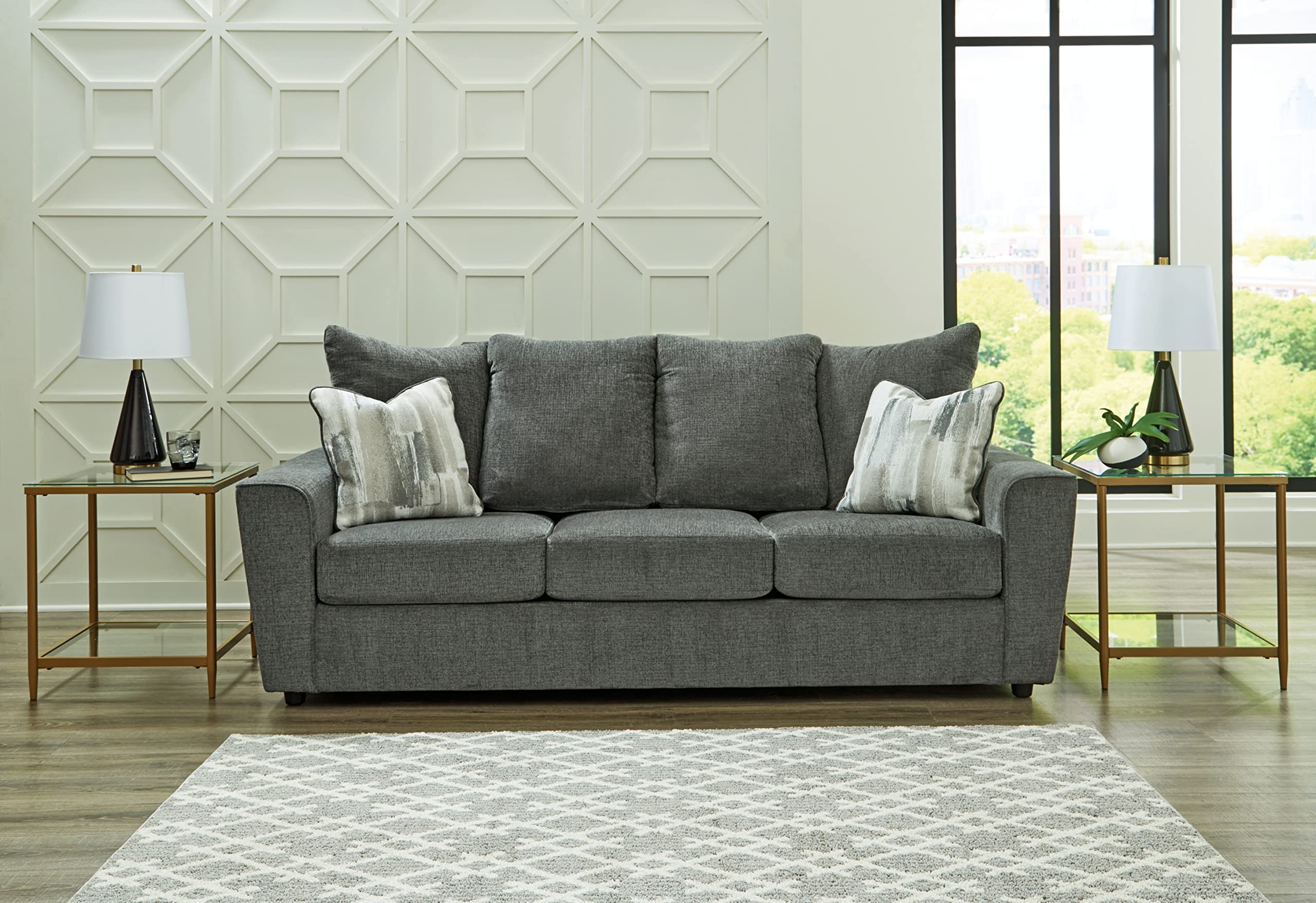 Stairatt Casual Sofa with Flared Arms, Gray