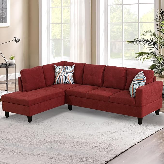 L-Shaped Sectional Sofa Set Luxurious Flannelette 5-seat Couches