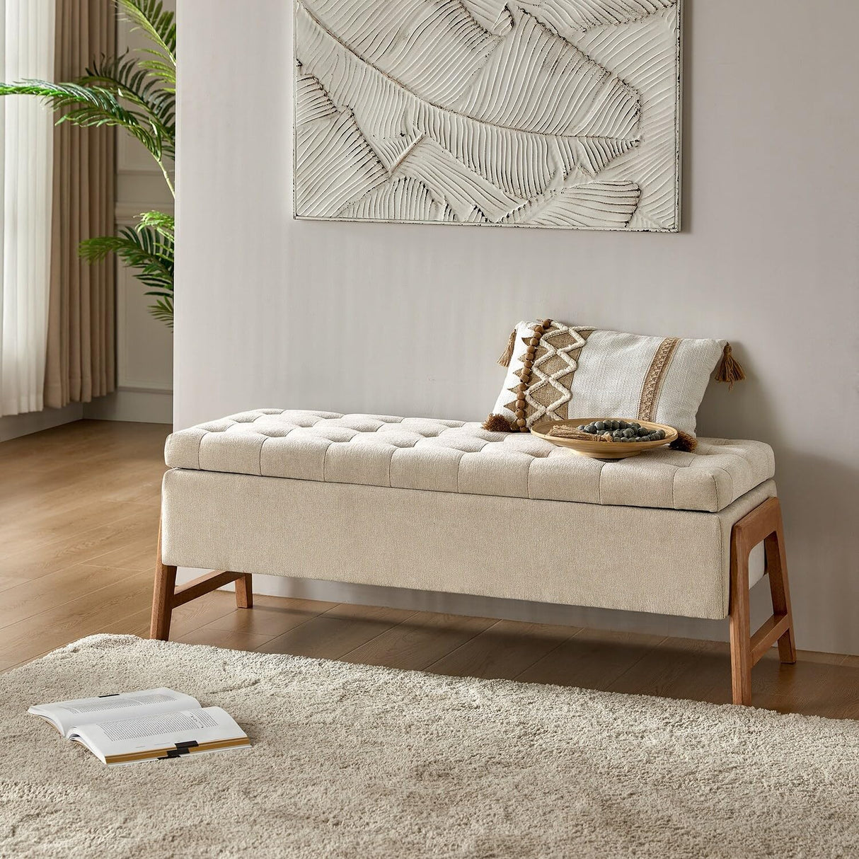 Rita Mid-Century Modern Upholstered Storage Bench