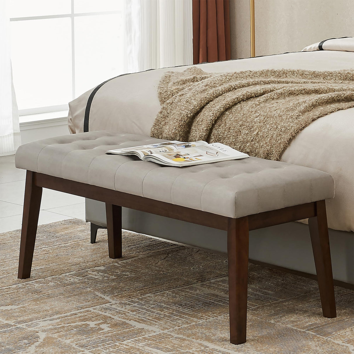 Upholstered Entryway Bench, Bedroom Bench End of Bed, Dining Bench