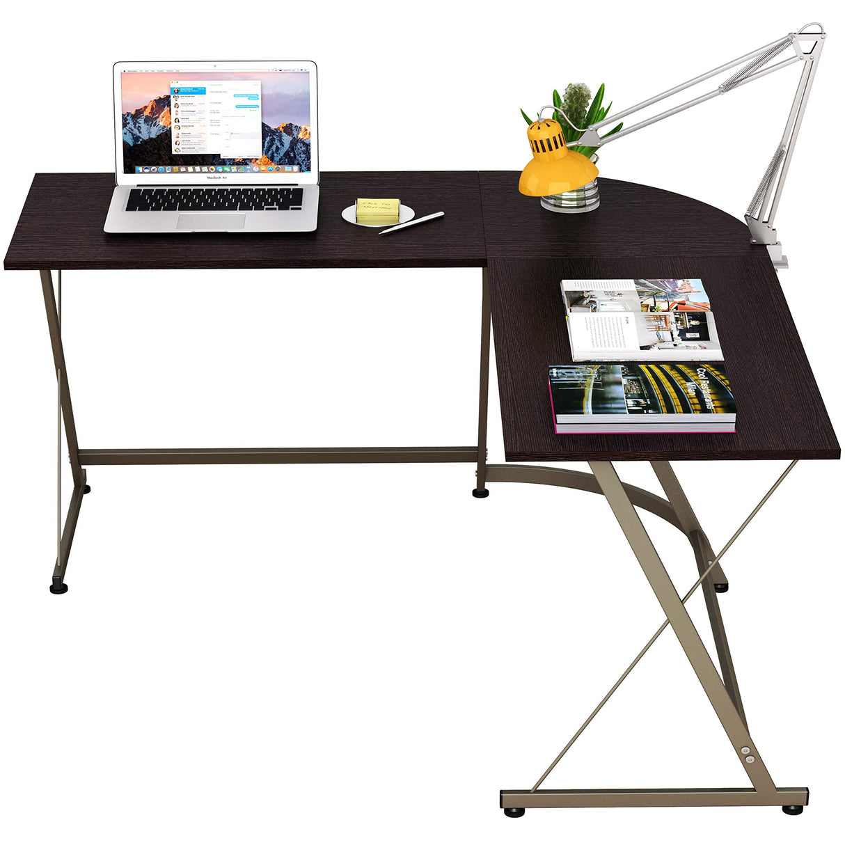 L-Shaped Computer Gaming Desk, Espresso