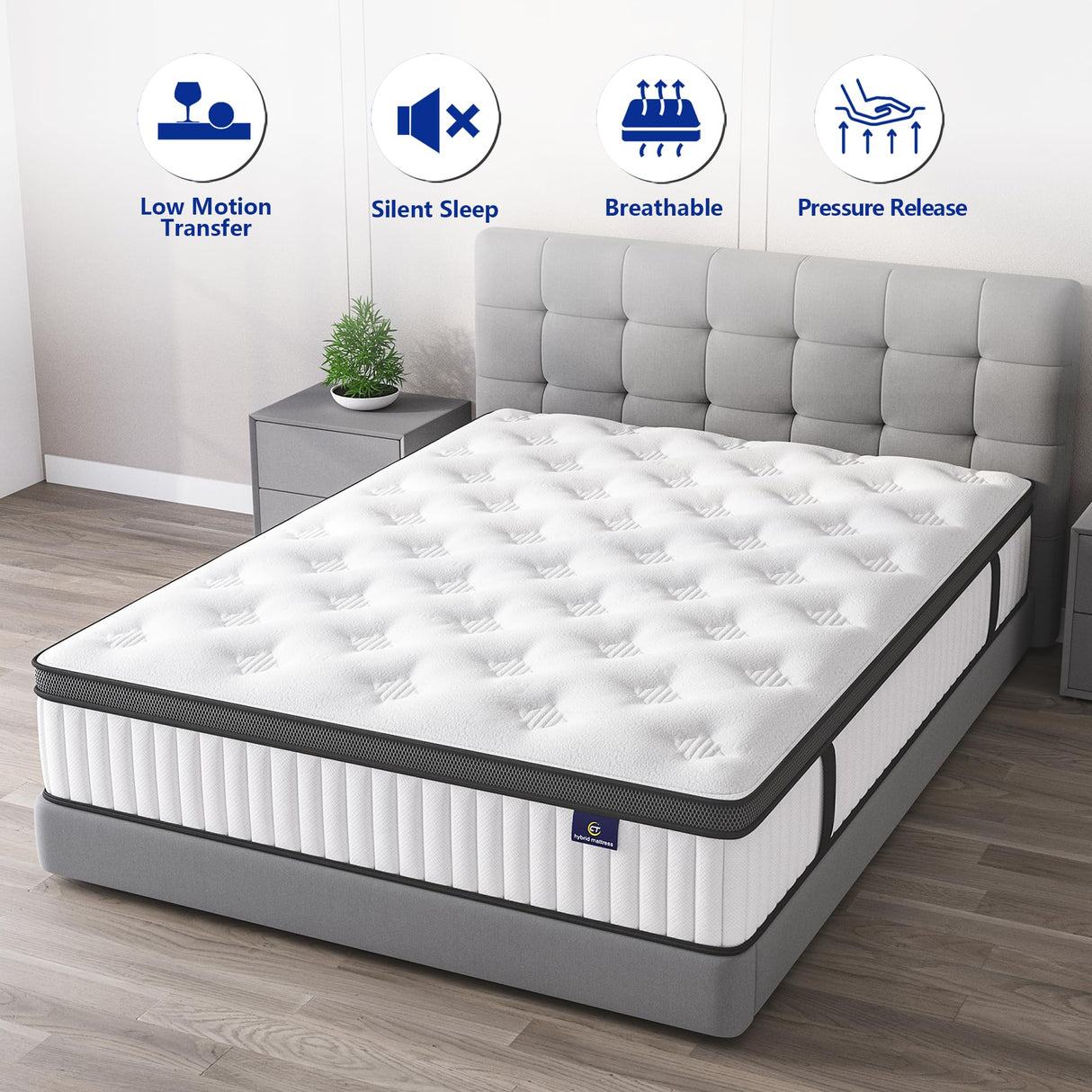 Queen Mattress, 12 Inch Hybrid Mattress in a Box