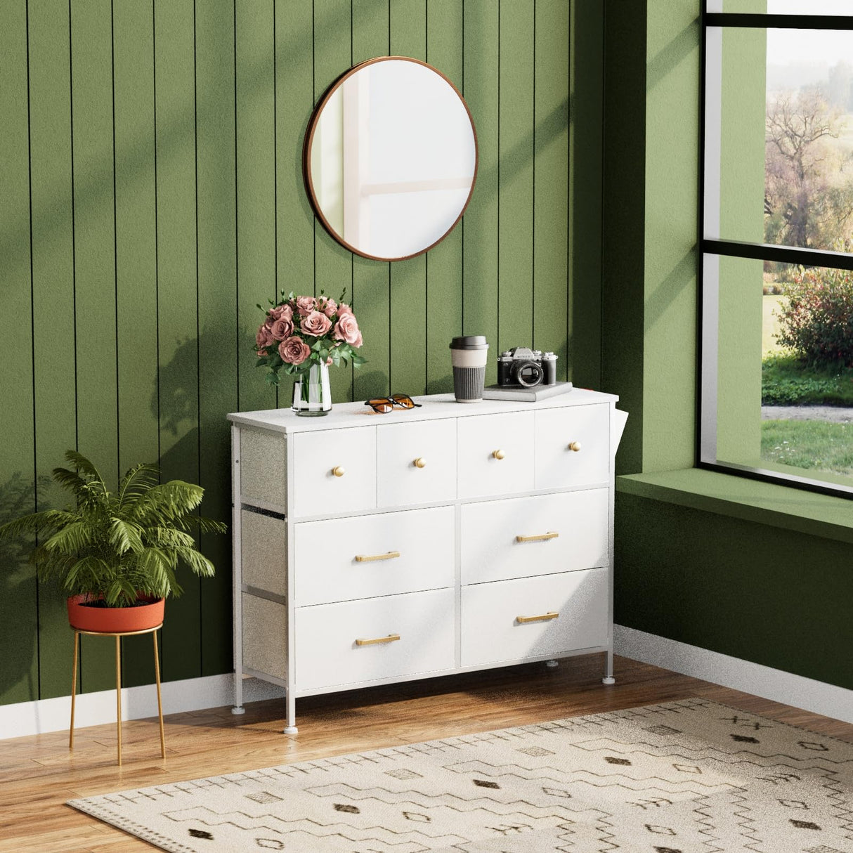 Dresser for Bedroom with 8 Drawers, Wide Fabric Dresser for Storage and Organization