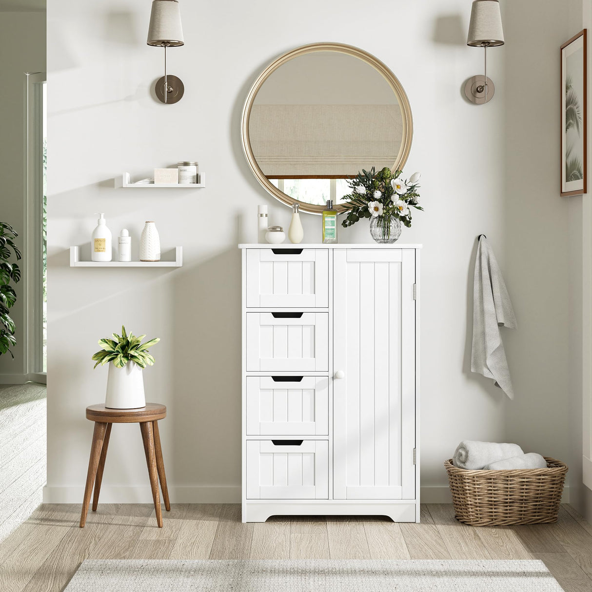 Bathroom Storage Cabinet, Small Kitchen Pantry Storage Cabinet with Drawers, Pantry