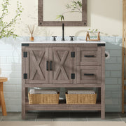 36" Farmhouse Bathroom Vanity with Sink Combo, Wood Barn Door Freestanding Small Single Bath Storage Cabinet