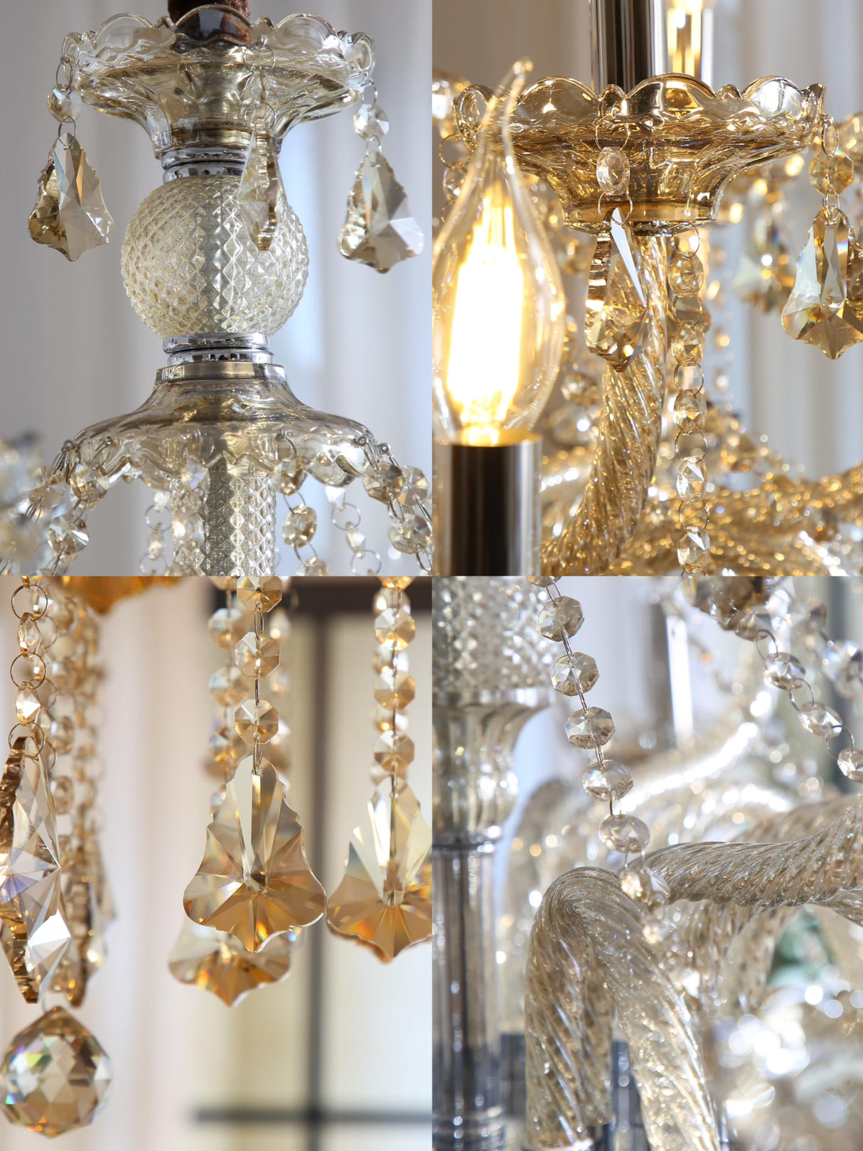 Cognac 12 Lights K9 Crystal Chandelier Modern Luxurious Light Candle