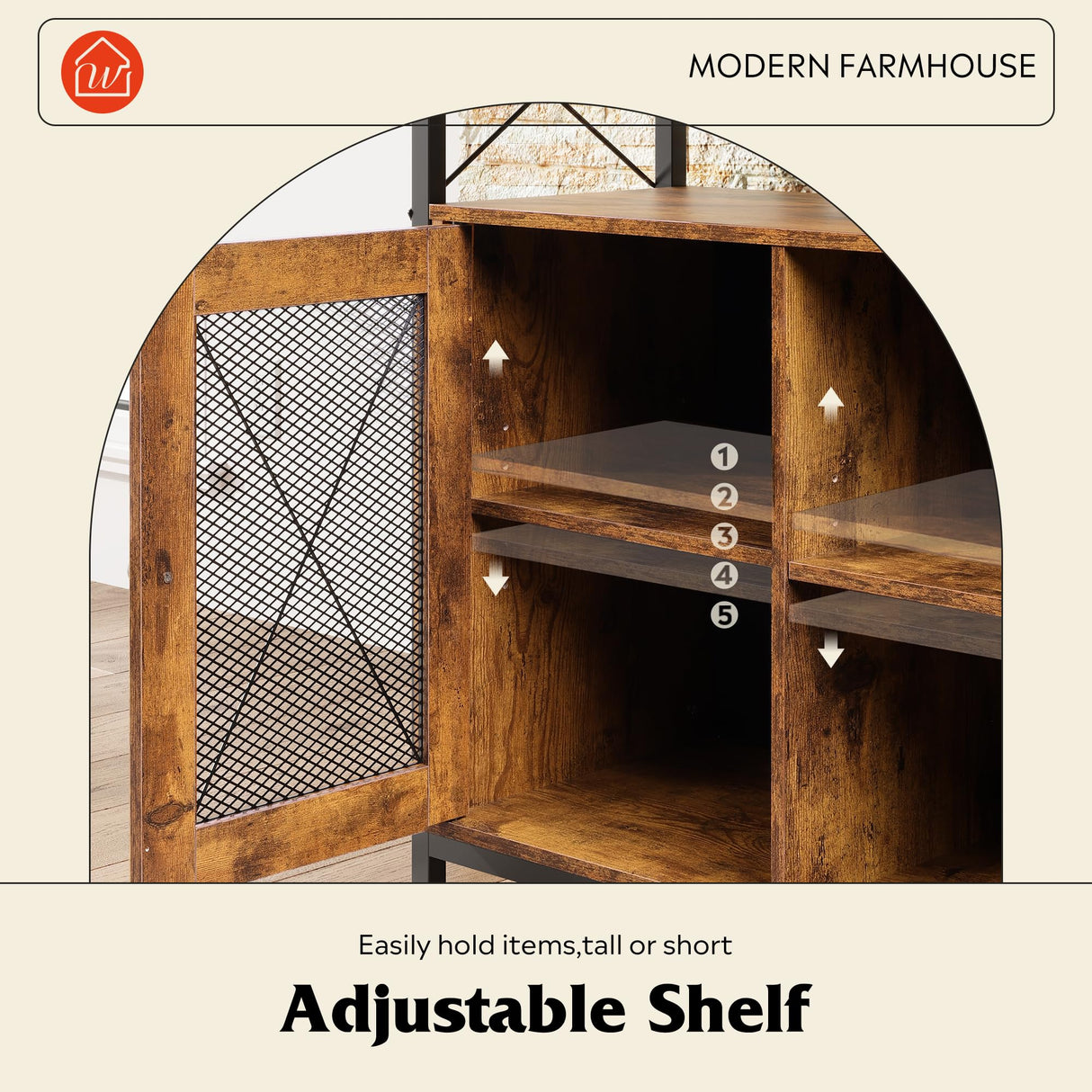 TV Stand 55 inch TV,Tall Entertainment Center with Storage, Farmhouse Industrial