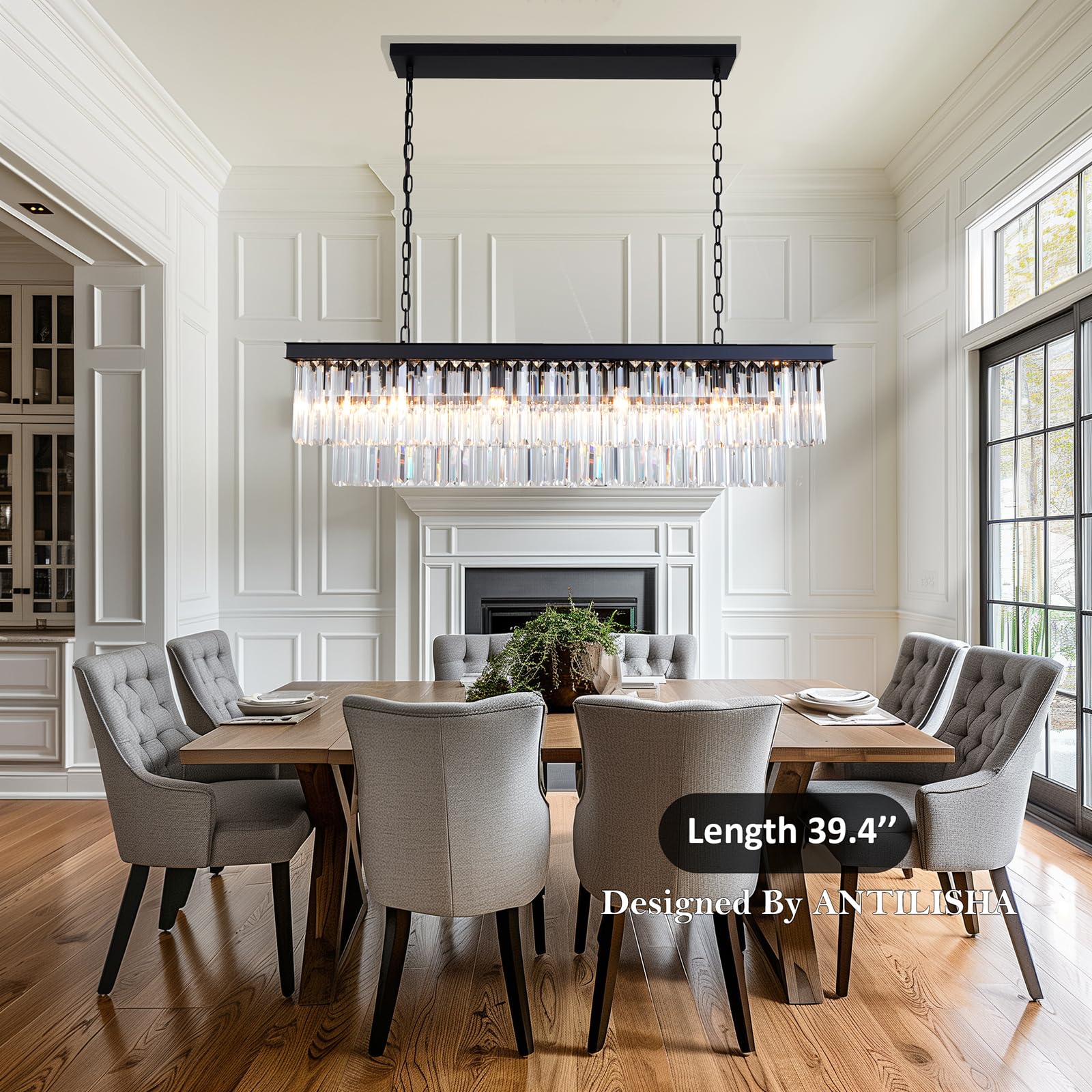 Rectangular Crystal Chandelier Lighting Modern K9 Pendant Ceiling Chandeliers 10 Lights