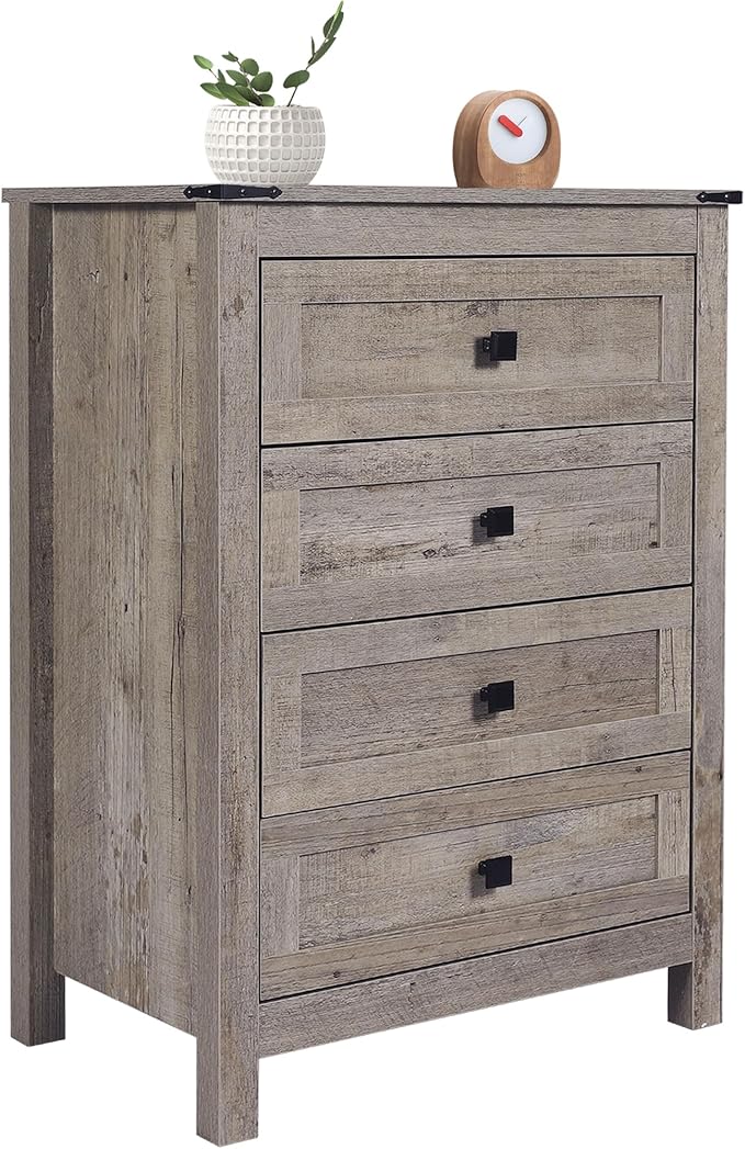 Farmhouse Bedroom Furniture Set, Rustic Wood Double Dresser Chest of Drawers