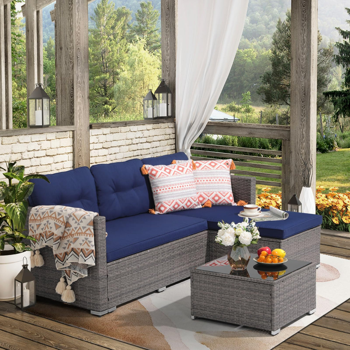 Outdoor Patio Furniture Set, Small Sectional Conversation Set