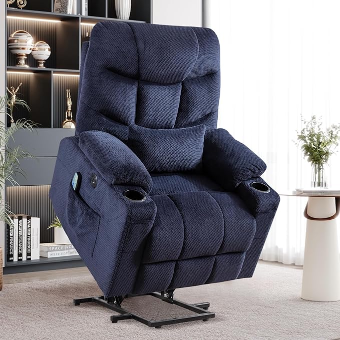 Power Lift Recliner Chair for Elderly, Lift Chair with Heat and Massage, Power Lift Recliner Chair for Living Room with Infinite Position, USB-A&C, Cup Holder, Side Pocket