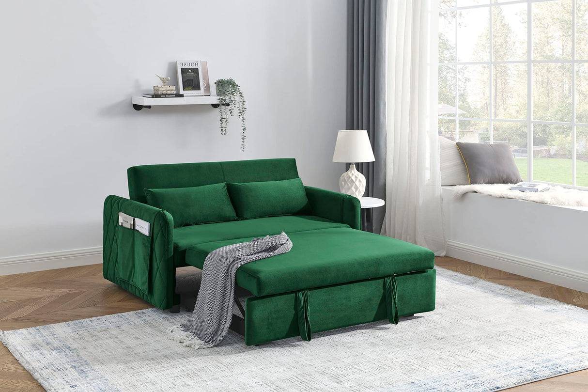 2 Detachable Arm Pockets, Velvet Loveseat Sofa