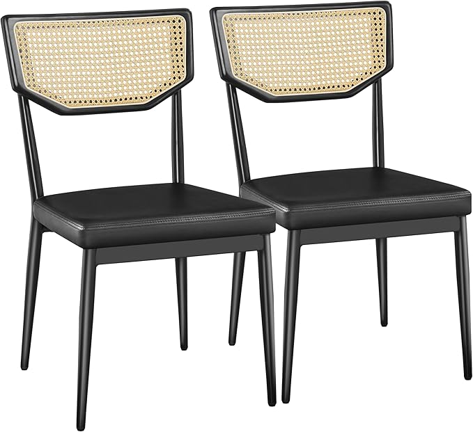 Dining Chairs,Rattan Dining Chairs Set of 6 Black Kitchen Dining Chairs