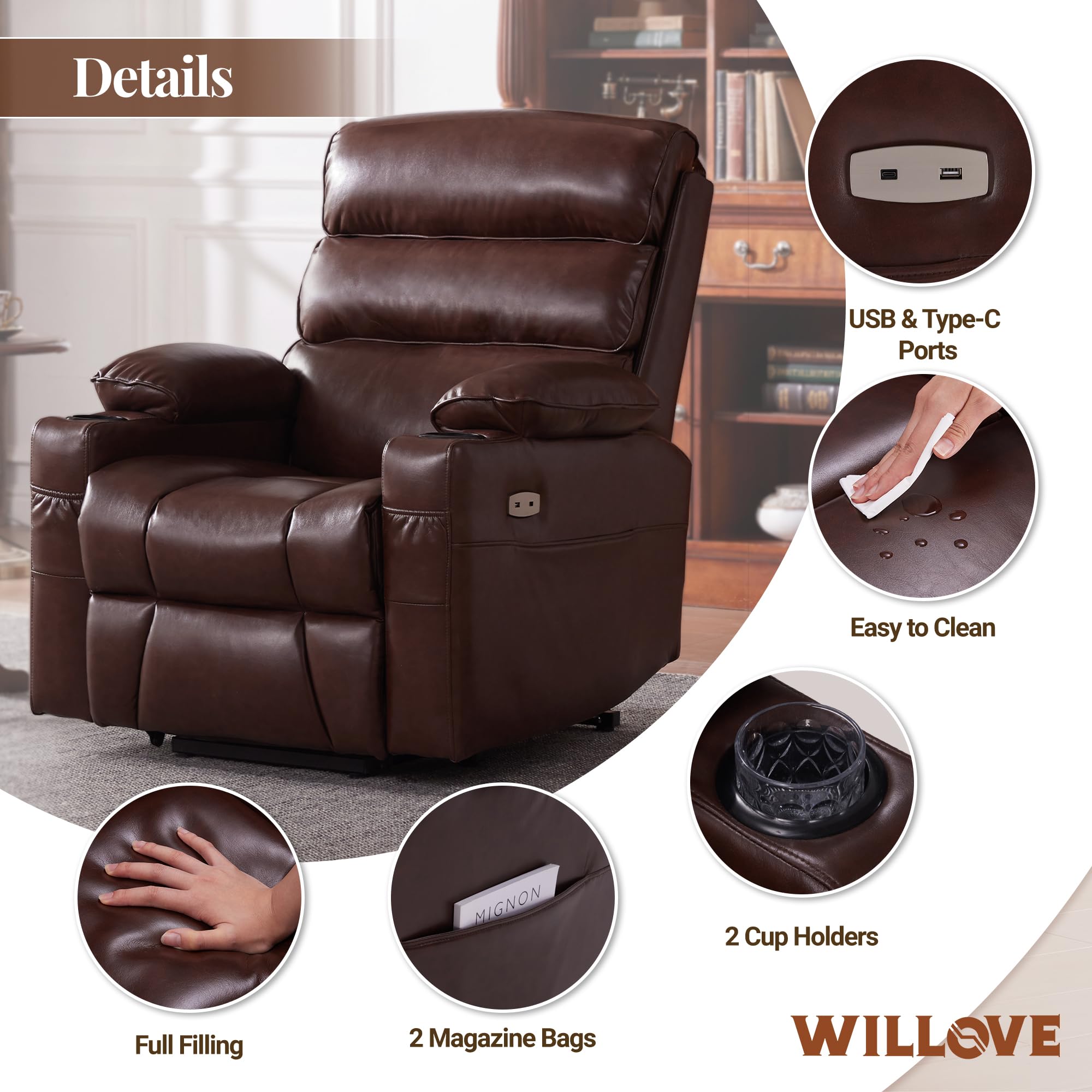 VivaRest Memory Power Recliner – Dual Motor, Heating, USB-C