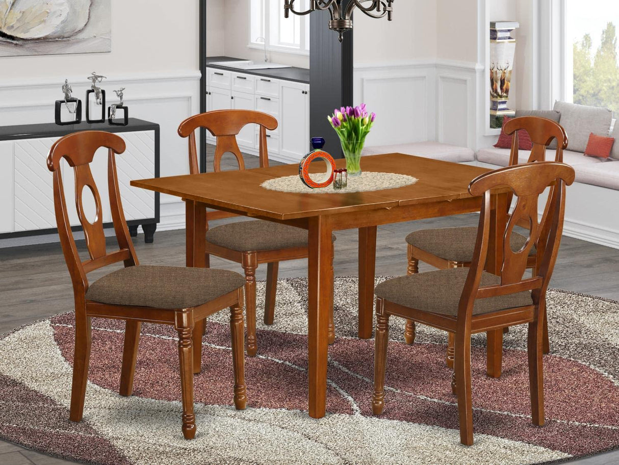 -SBR-C 5 Piece Kitchen Table Set for 4 Includes a Rectangle Dining Room Table with Butterfly Leaf
